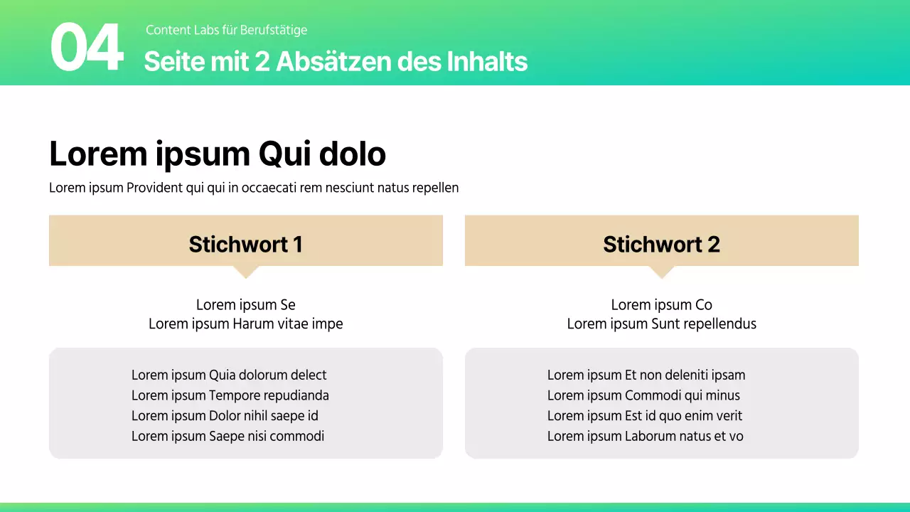 Eine Vielzahl von Layout-Berichten in einem trendigen Farbschema in Mint und Beige