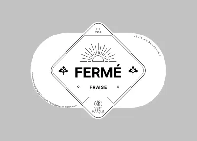 Étiquette écologique noire pour fraises de ferme