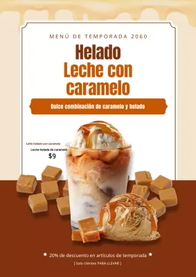 Promover un café con leche de caramelo básico