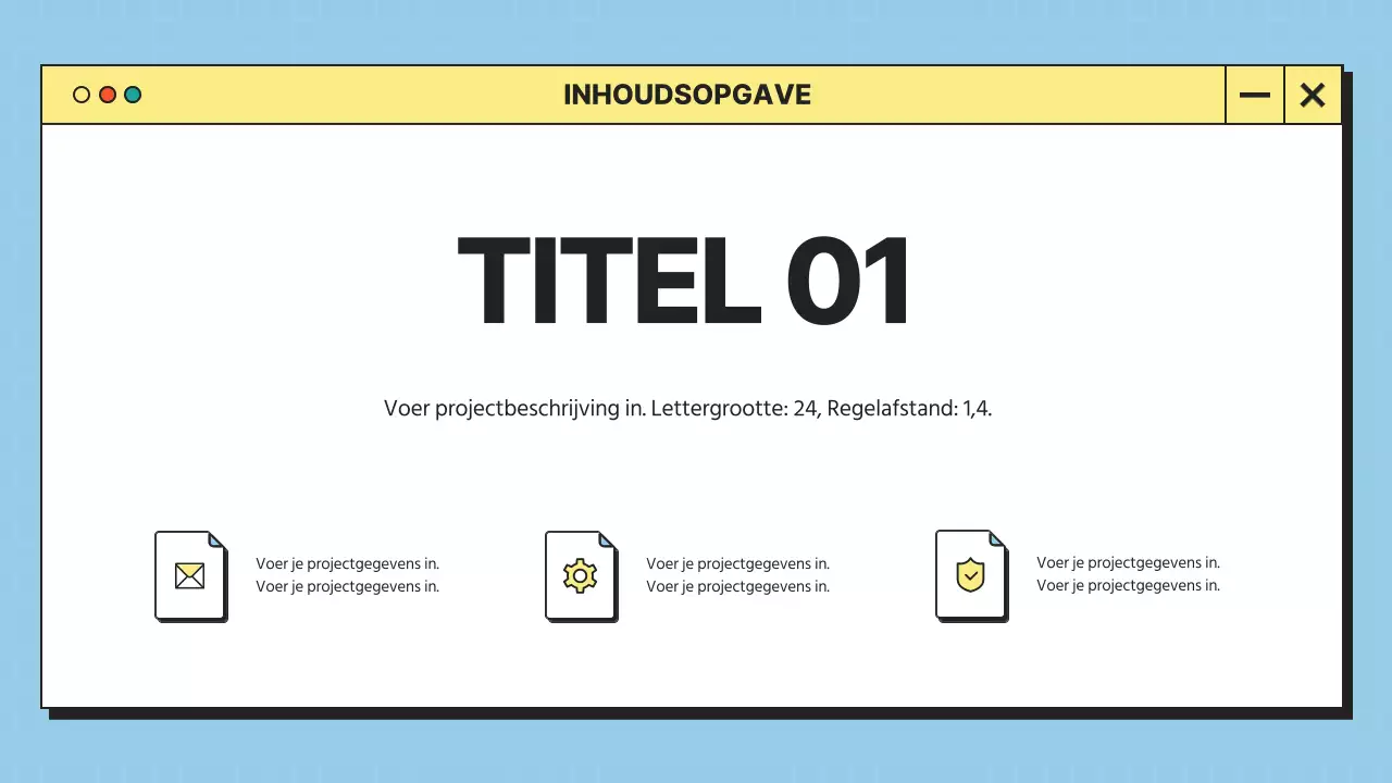 Minimalistische desktop UI in blauw en geel Bedrijfsprofiel