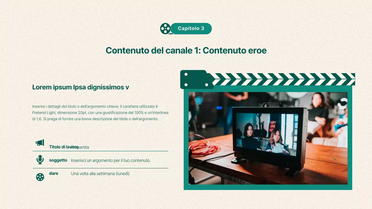 Brief di contenuti video vintage in verde e beige