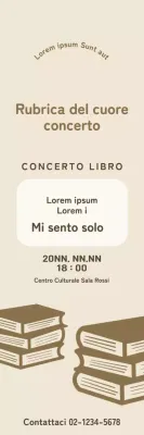 Striscione marrone da concerto di libri con illustrazioni di libri