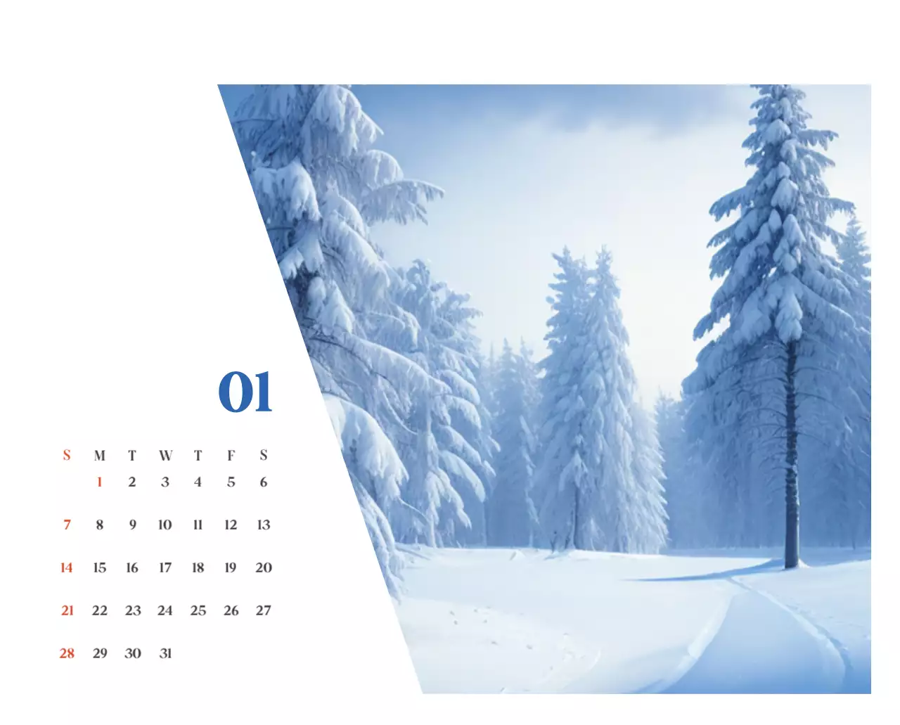 Calendario ospedaliero con foto di paesaggi stagionali