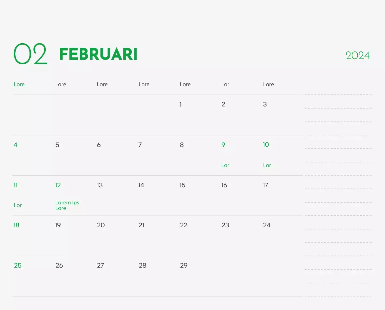 Een kalender met een afbeelding van een puppy en een schattige boodschap in groene accenten