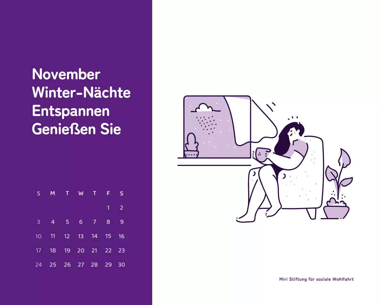 Ein Kalender mit farbenfrohen, emotionalen Illustrationen