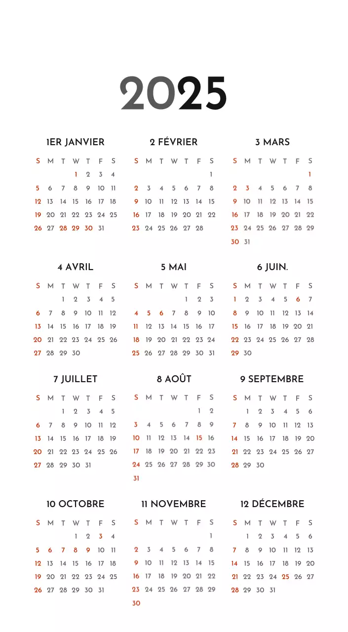 Un calendrier d'entreprise simple en gris