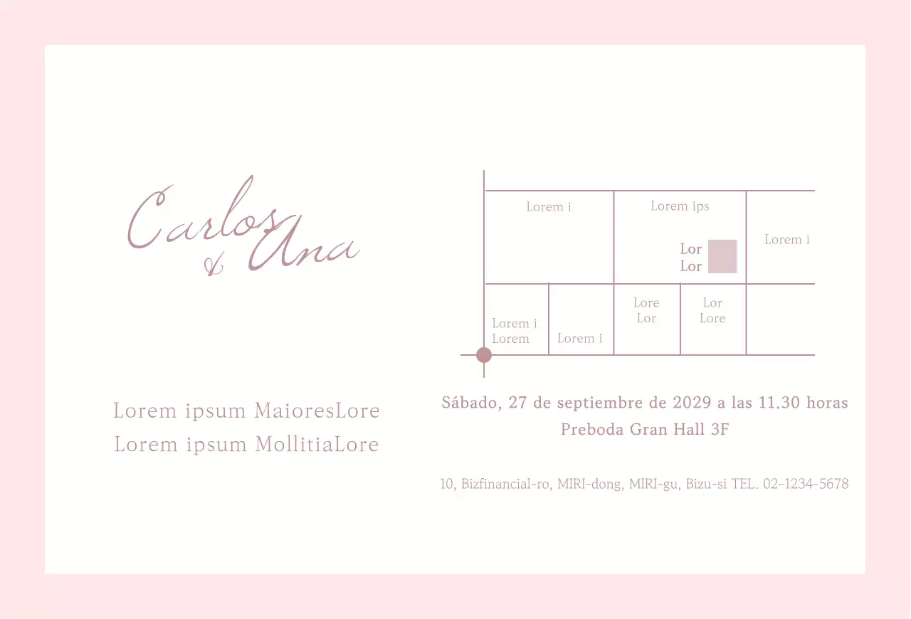 Invitaciones de boda sencillas en tonos rosas