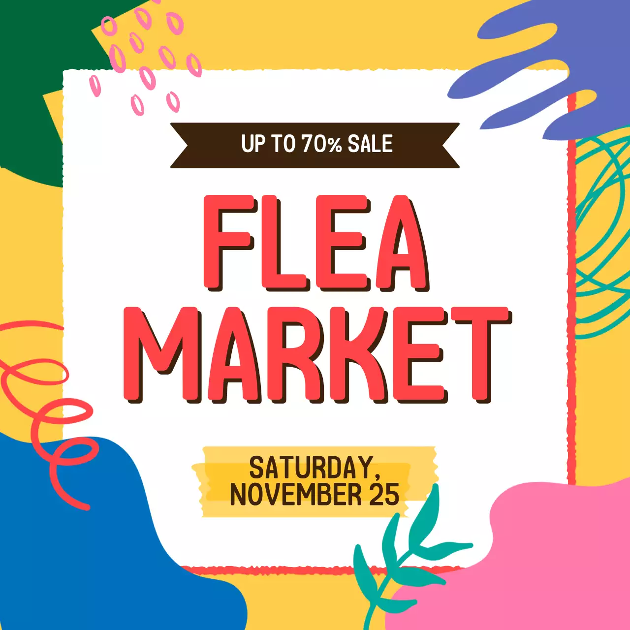 키치한 콘셉트의 플리마켓 홍보 배너