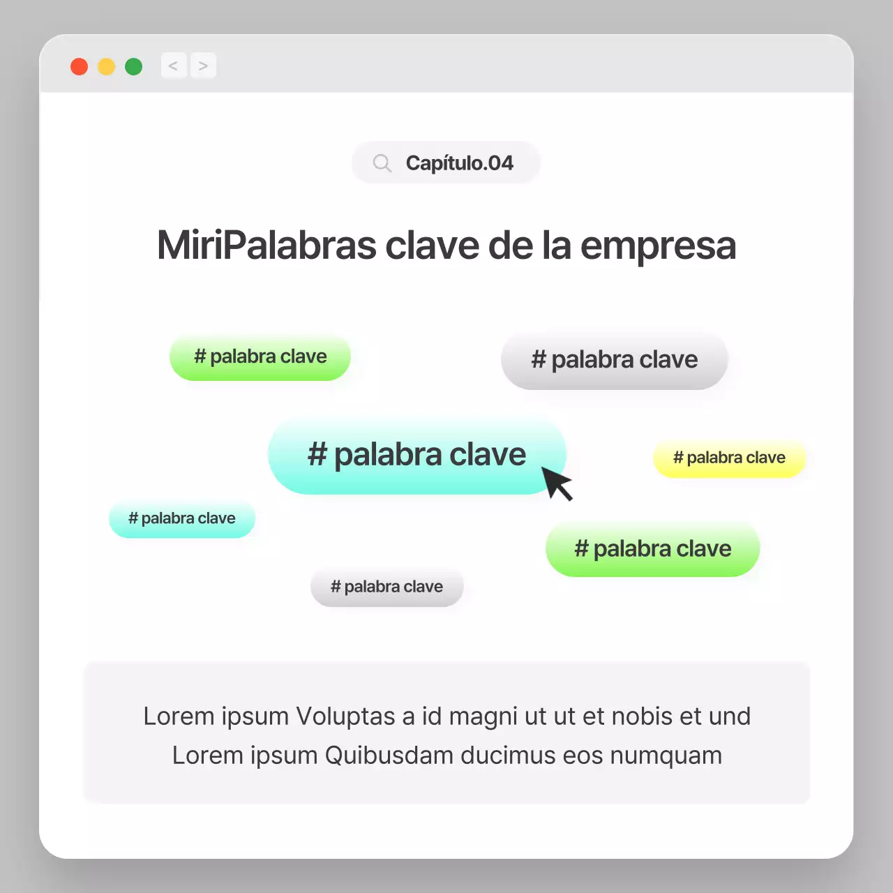 Perfil de empresa con un sencillo concepto de navegador en gris y blanco