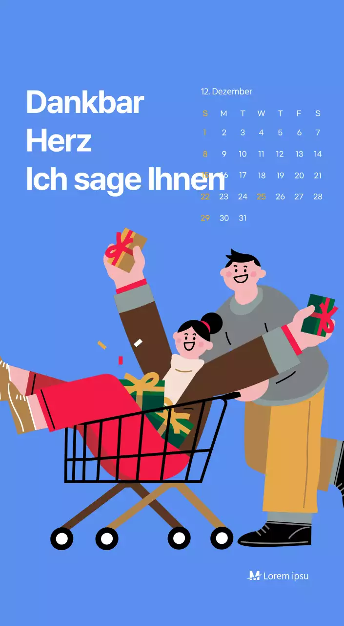 Motivationskalender mit energiegeladenen Illustrationen und positiven Zitaten auf hellblauem Hintergrund