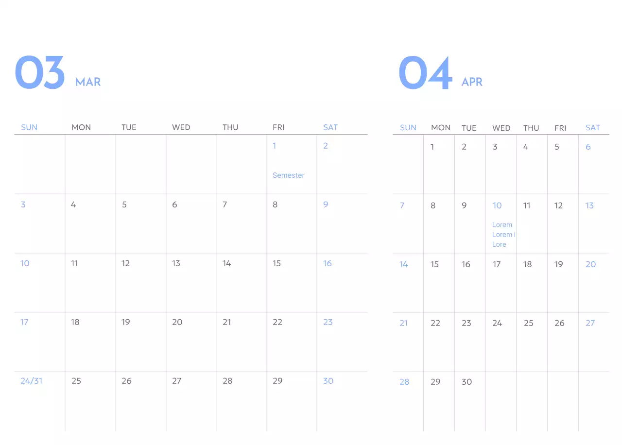 Goal Tracker calendar with a splash of blue
