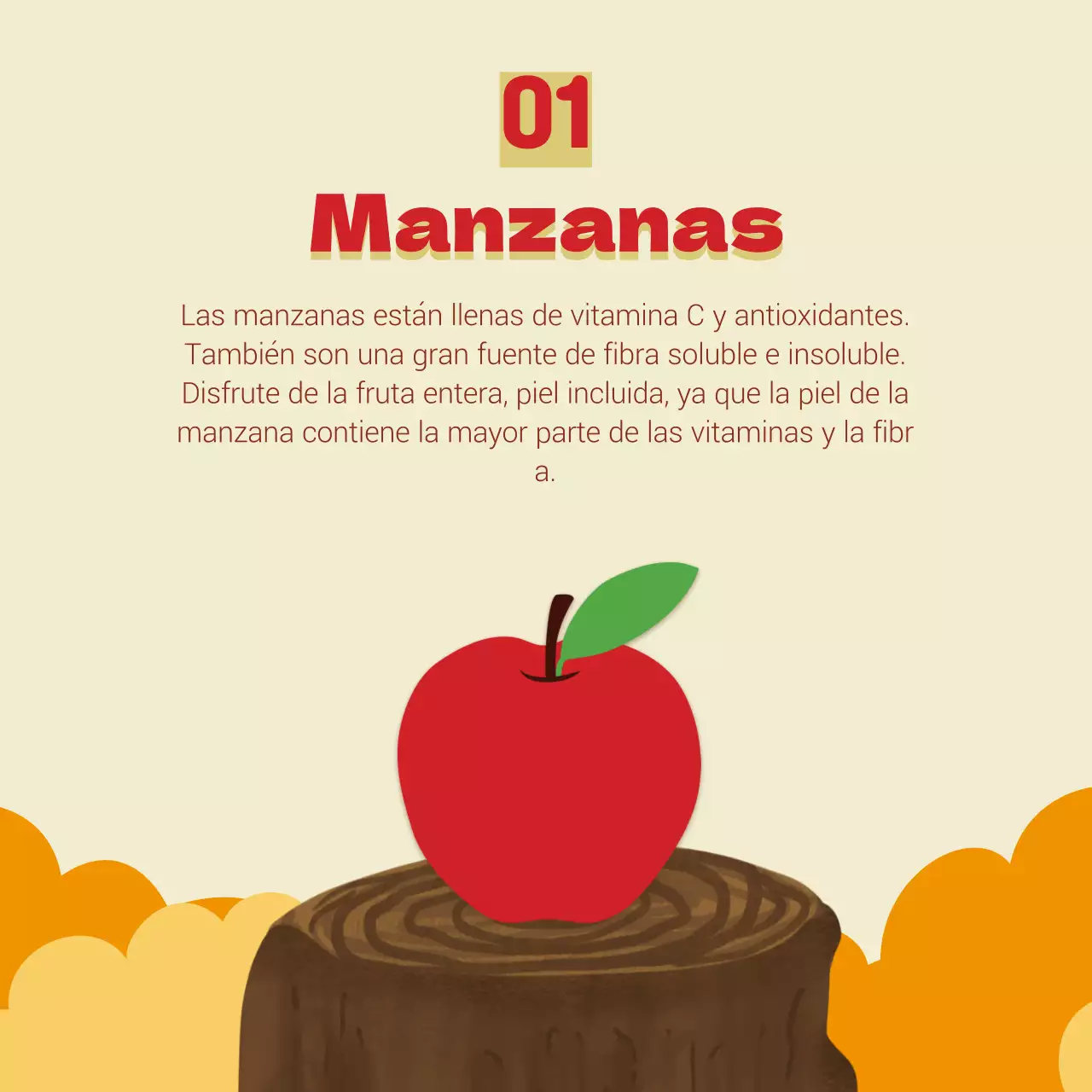 Beige y naranja sencillos para promocionar la fruta de temporada