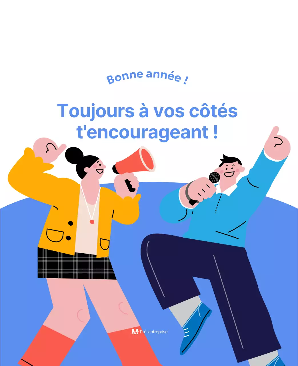 Calendrier de motivation avec des illustrations énergiques et des citations positives sur un fond bleu clair