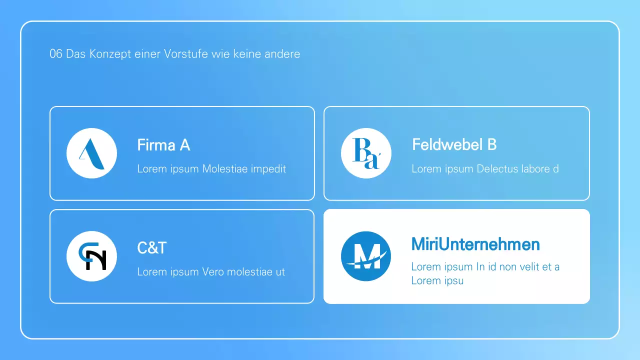 Minimalistische Geschäftspräsentation in Hellblau und Weiß