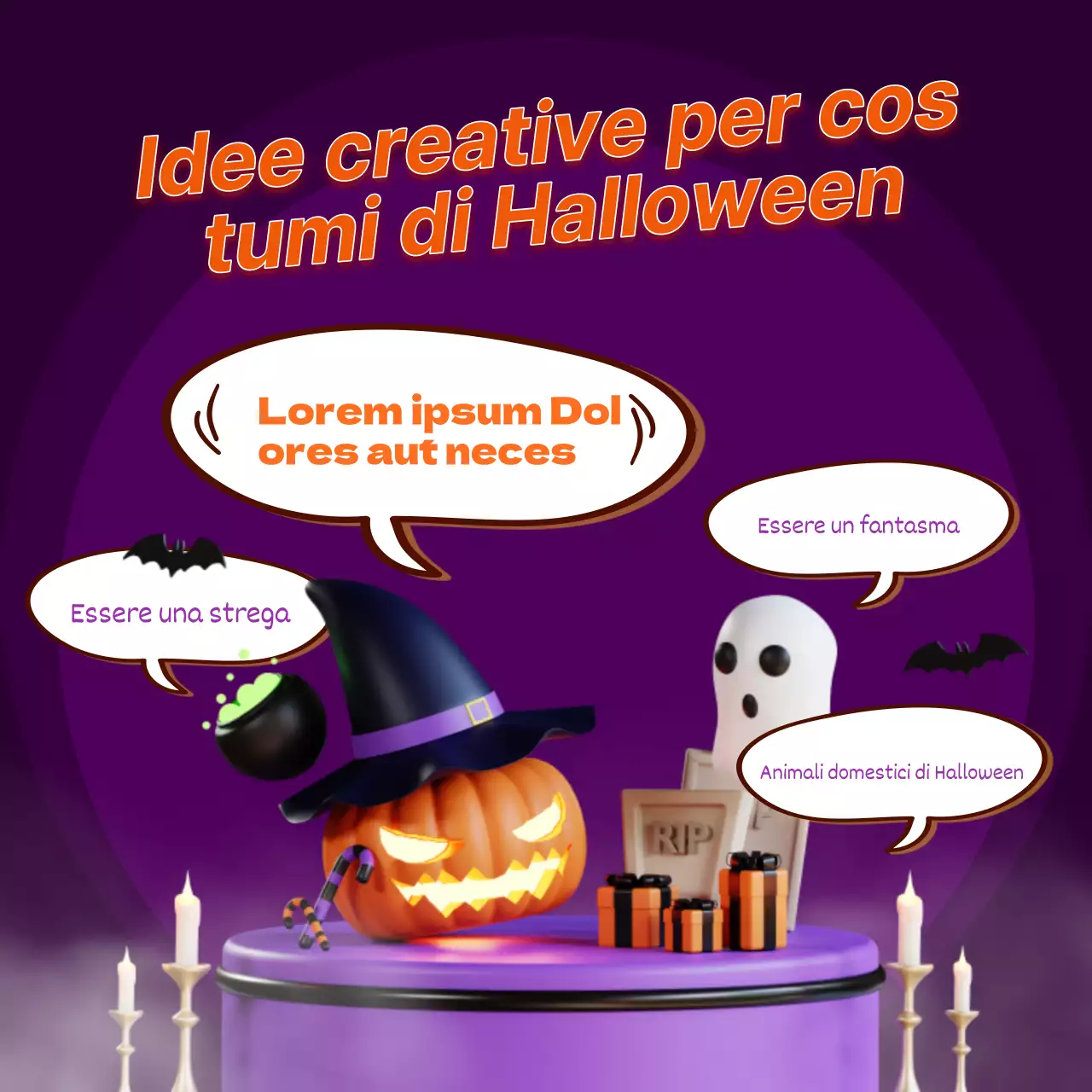 Promuovere idee fantastiche per Halloween in viola e arancione