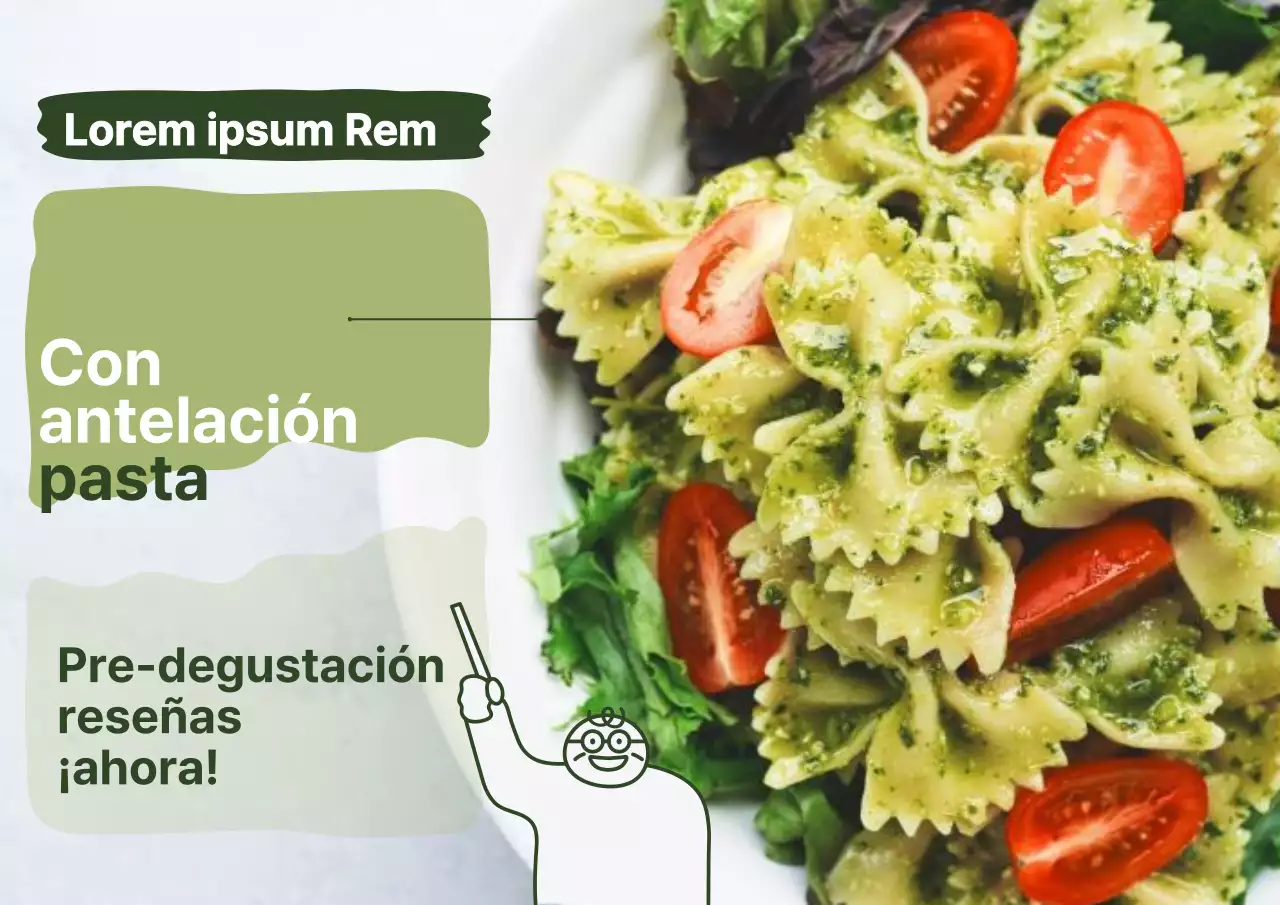 Anuncio de revisión de pasta moderna en verde y chartreuse