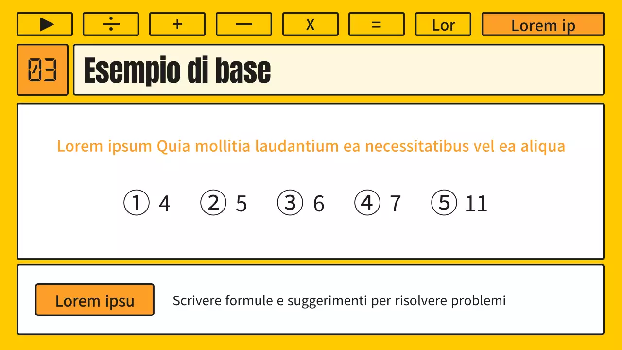 Lezione di matematica con un concetto kitsch di calcolatrice gialla e arancione
