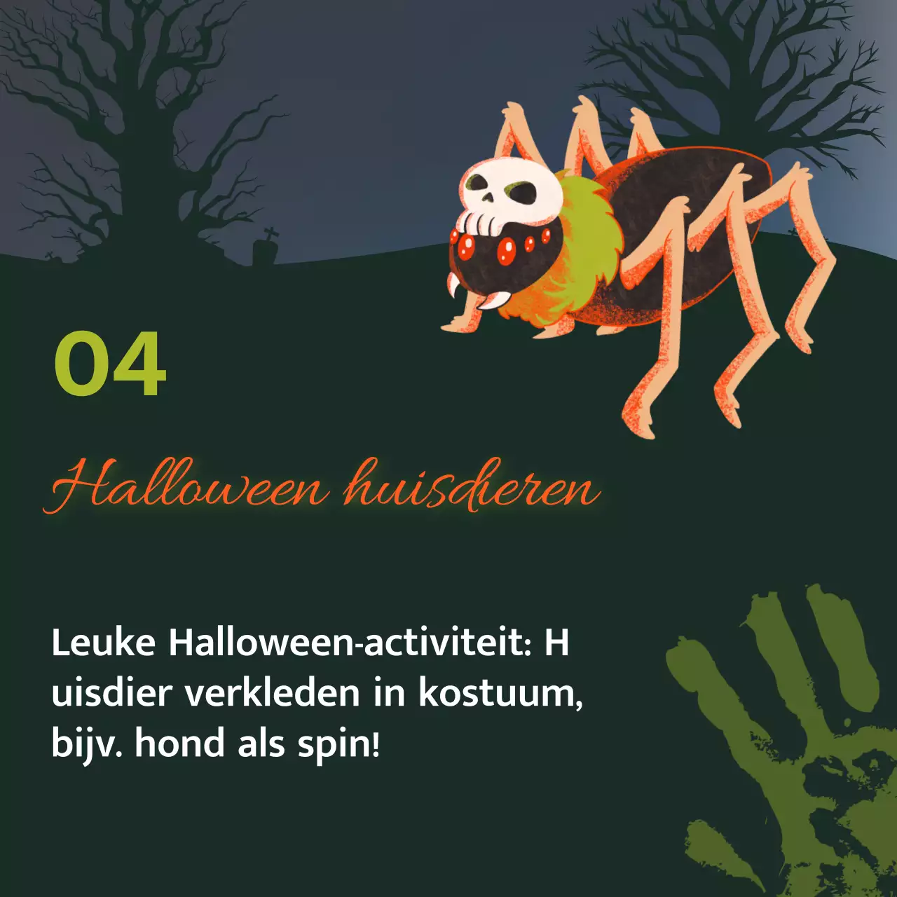 Maak kennis met het groene en oranje sci-fi Halloweenkostuum