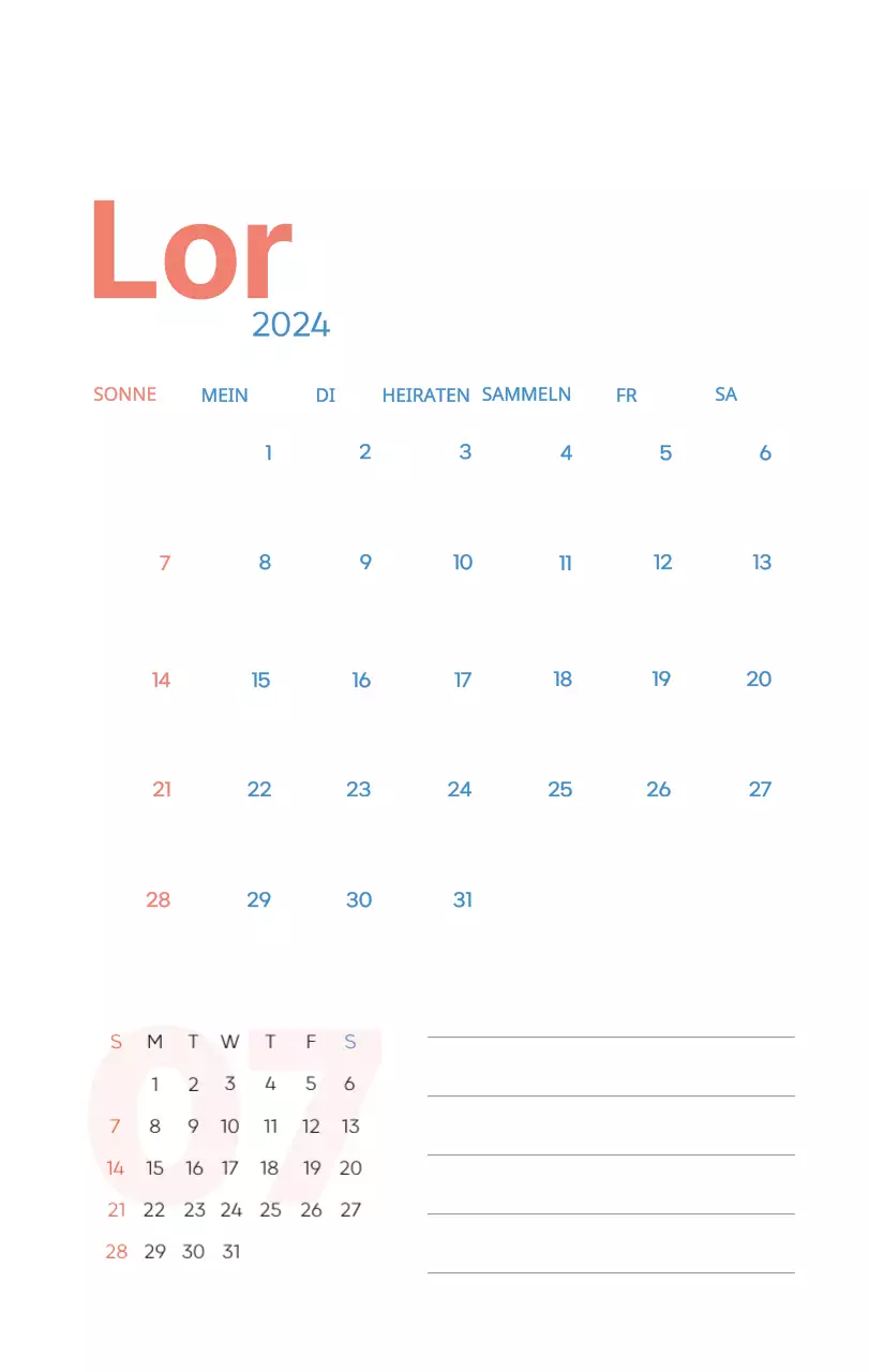 Arbeitskalender mit schönen Illustrationen