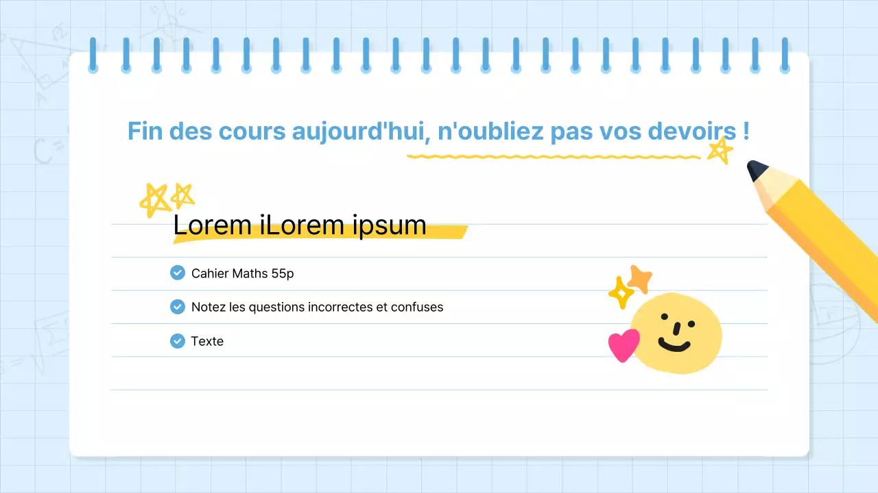 Matériel scolaire de mathématiques kitsch en bleu clair et jaune