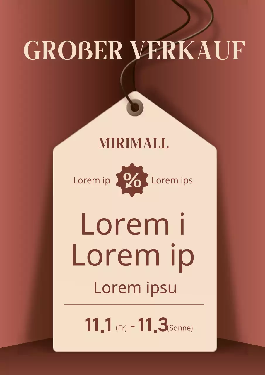 Eine einfache braun-beigefarbene Rabattanzeige