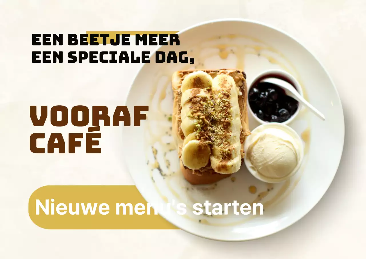 Minimalistische caféreclame in bruin en beige