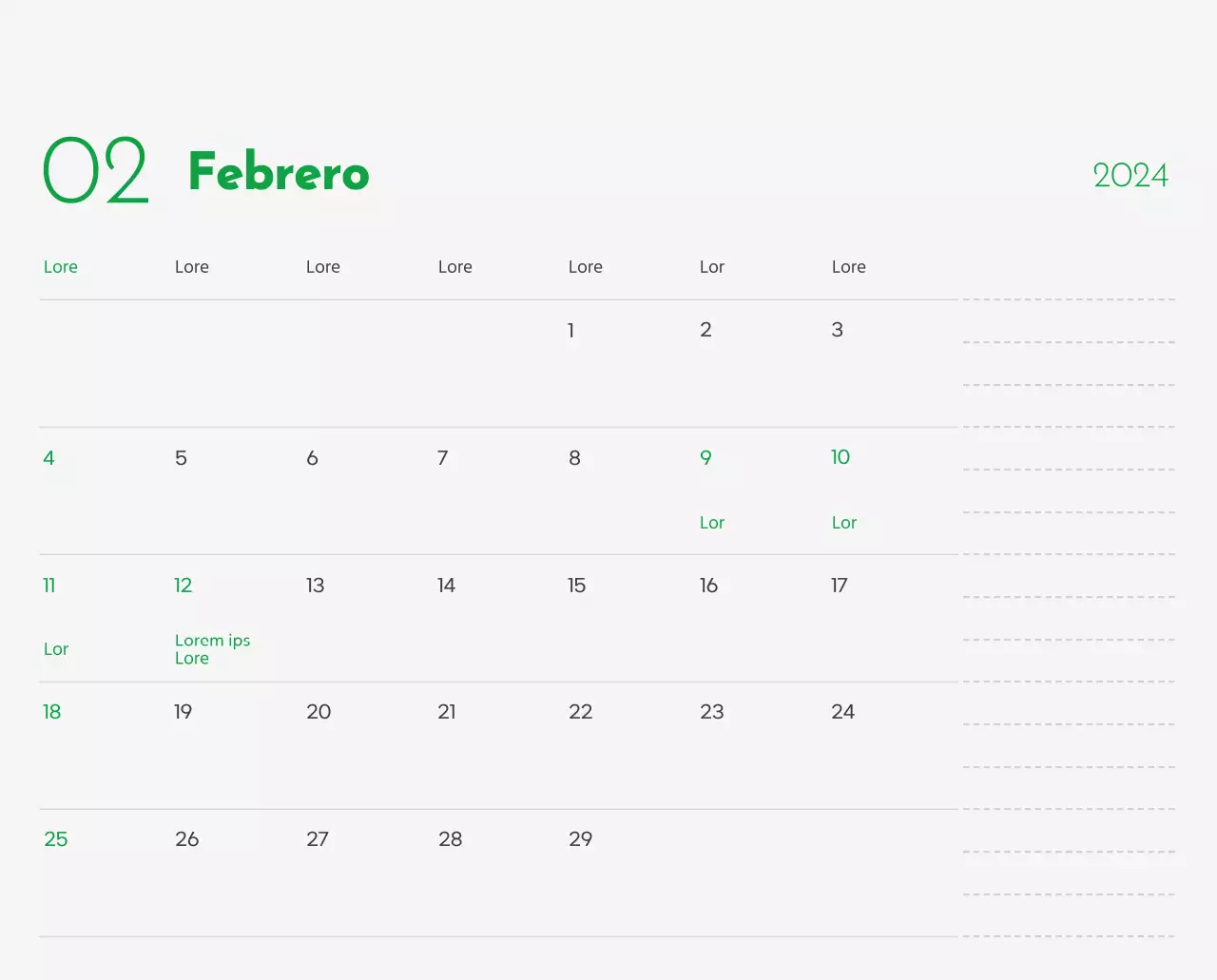 Un calendario con la imagen de un cachorro y un bonito mensaje en tonos verdes.