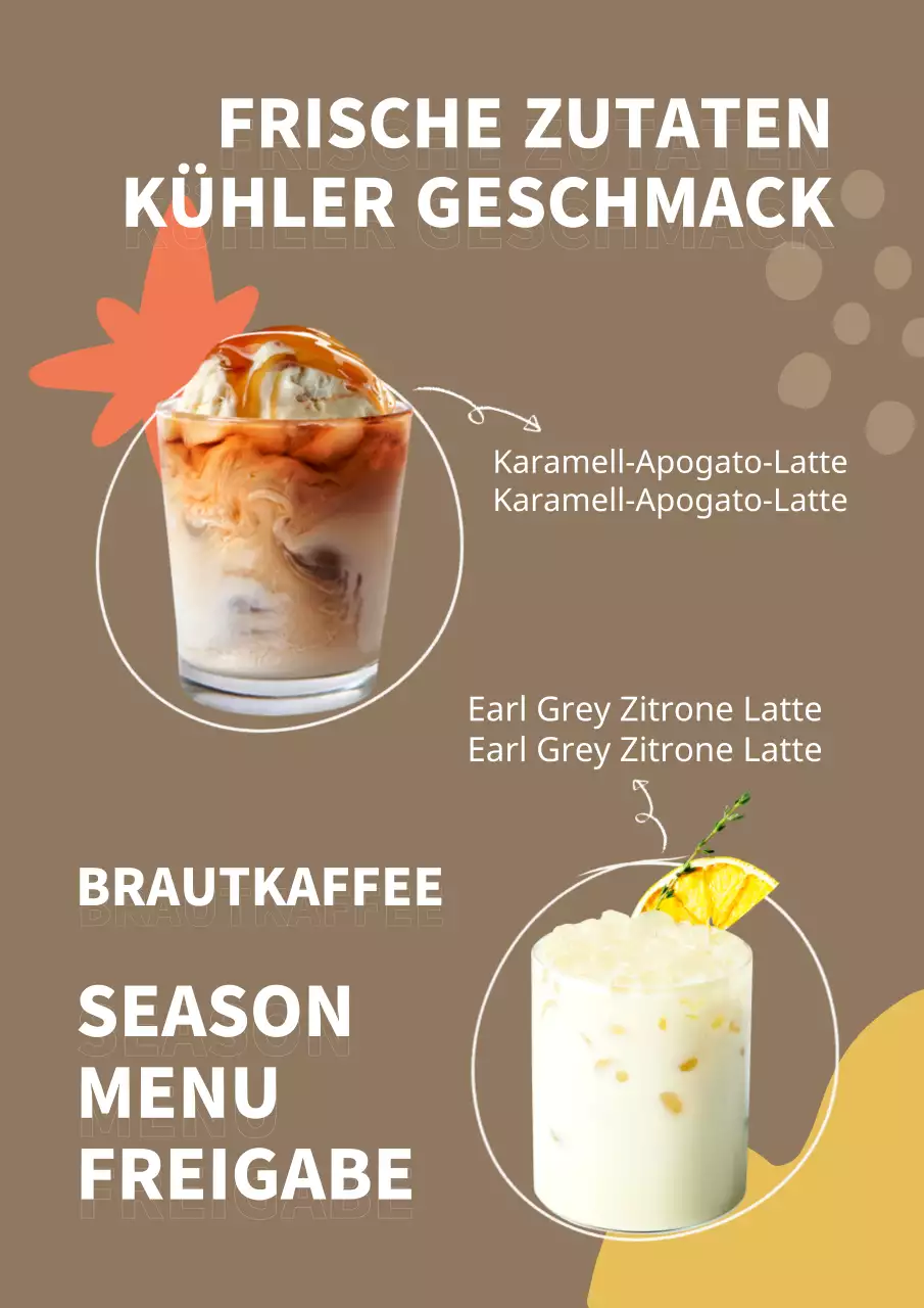 Einführung einer einfachen Speisekarte für ein Café mit braunem Hintergrund