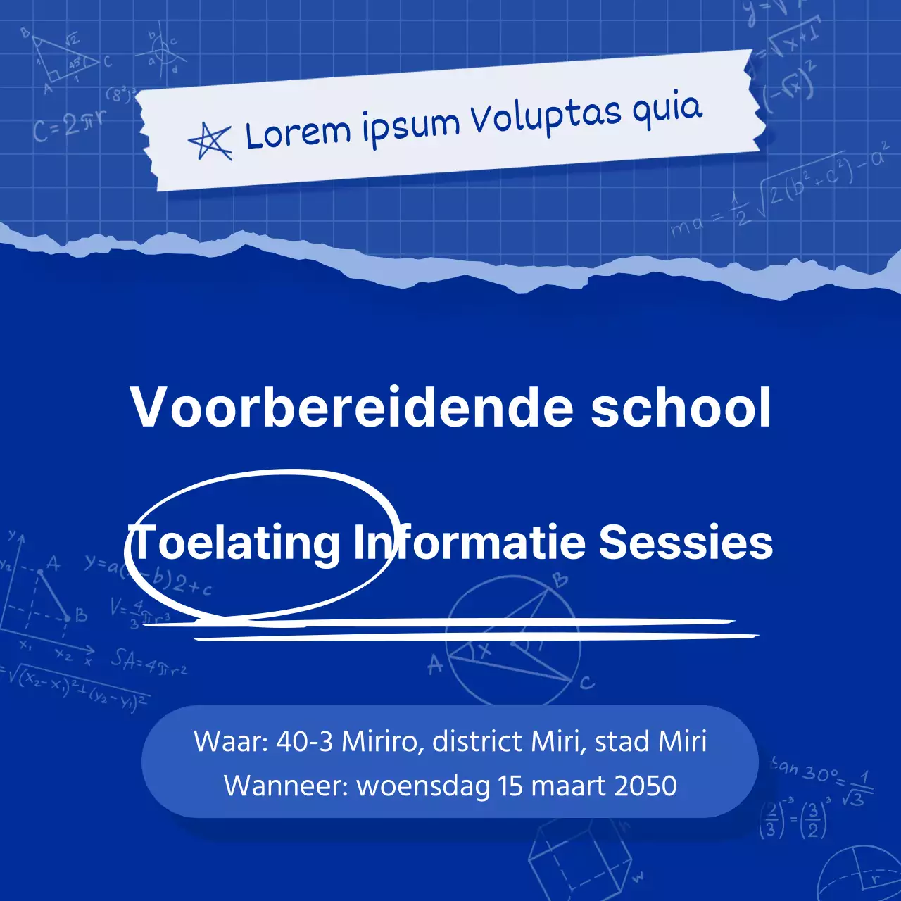 Promoot een eenvoudige blauwe en marineblauwe toelatingsbeurs