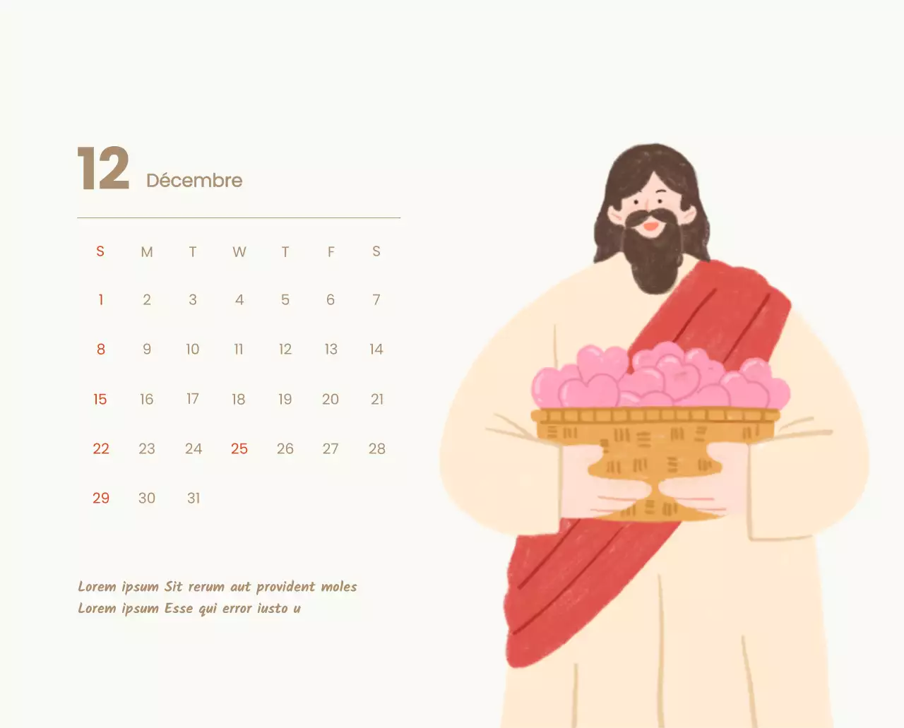 Un calendrier dévotionnel avec des illustrations douces et des versets bibliques sur un fond bleu clair.