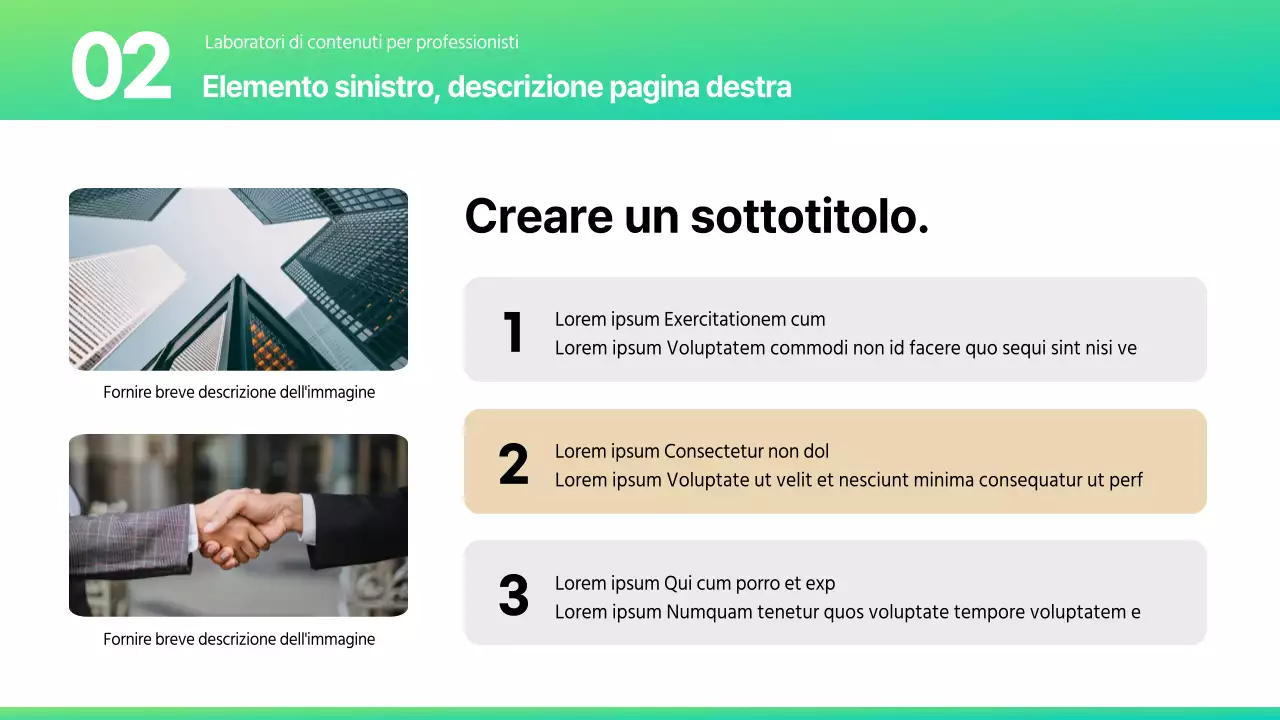 Una varietà di layout in un'elegante combinazione di colori menta e beige.