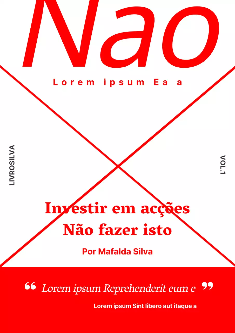 Capa do livro de investimento básico em acções em vermelho e branco
