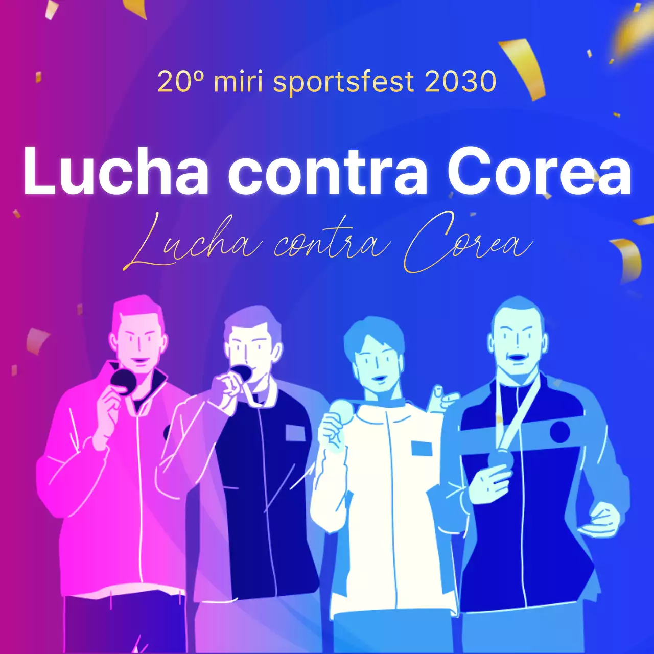 Promover el apoyo a los Juegos Asiáticos modernos en púrpura y azul