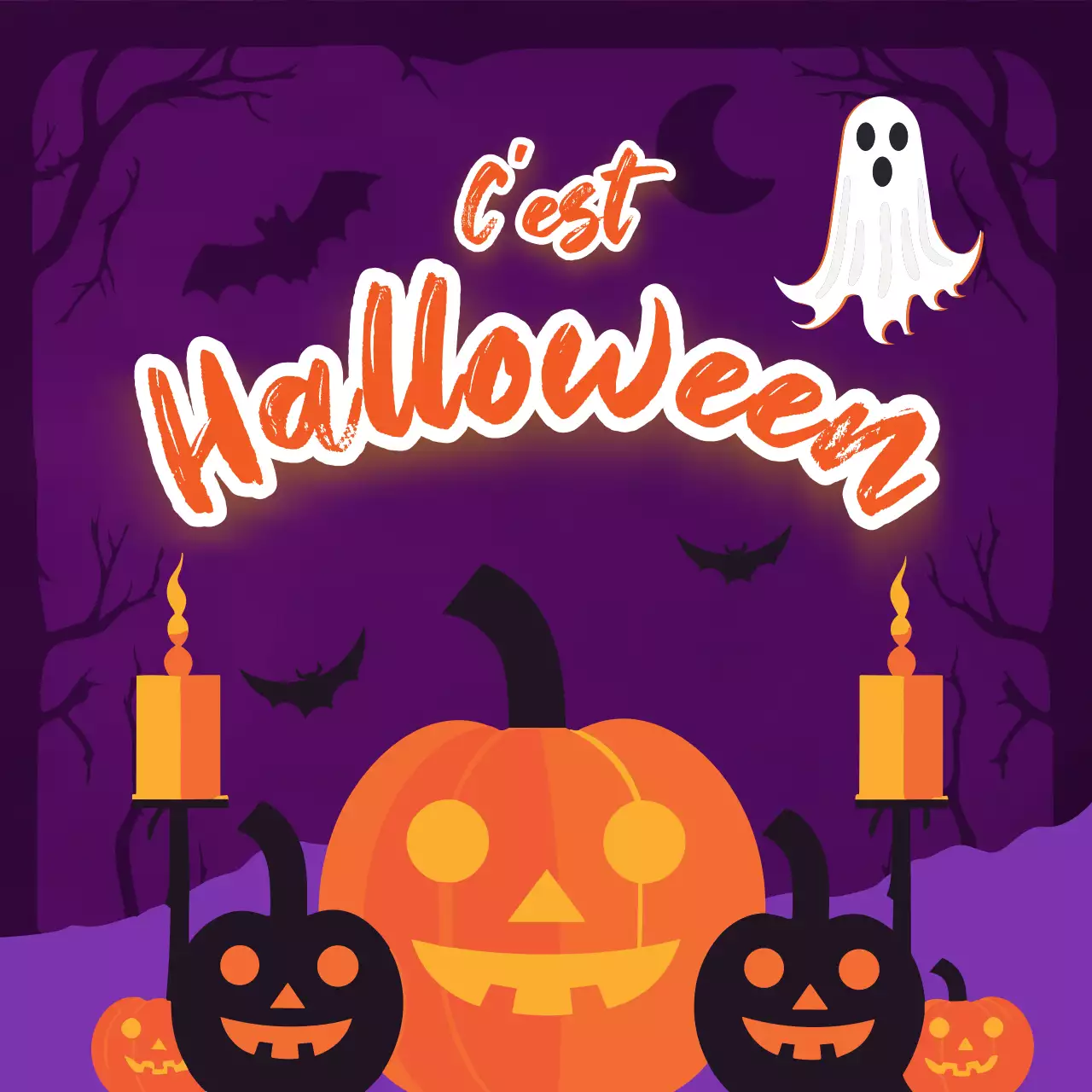 Décor d'Halloween fantaisiste en orange et noir