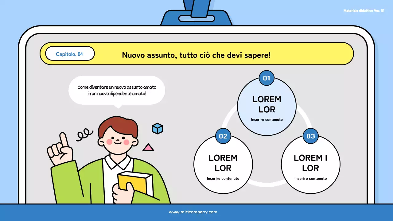 Un bel mazzo di formazione per neoassunti in azzurro e nero
