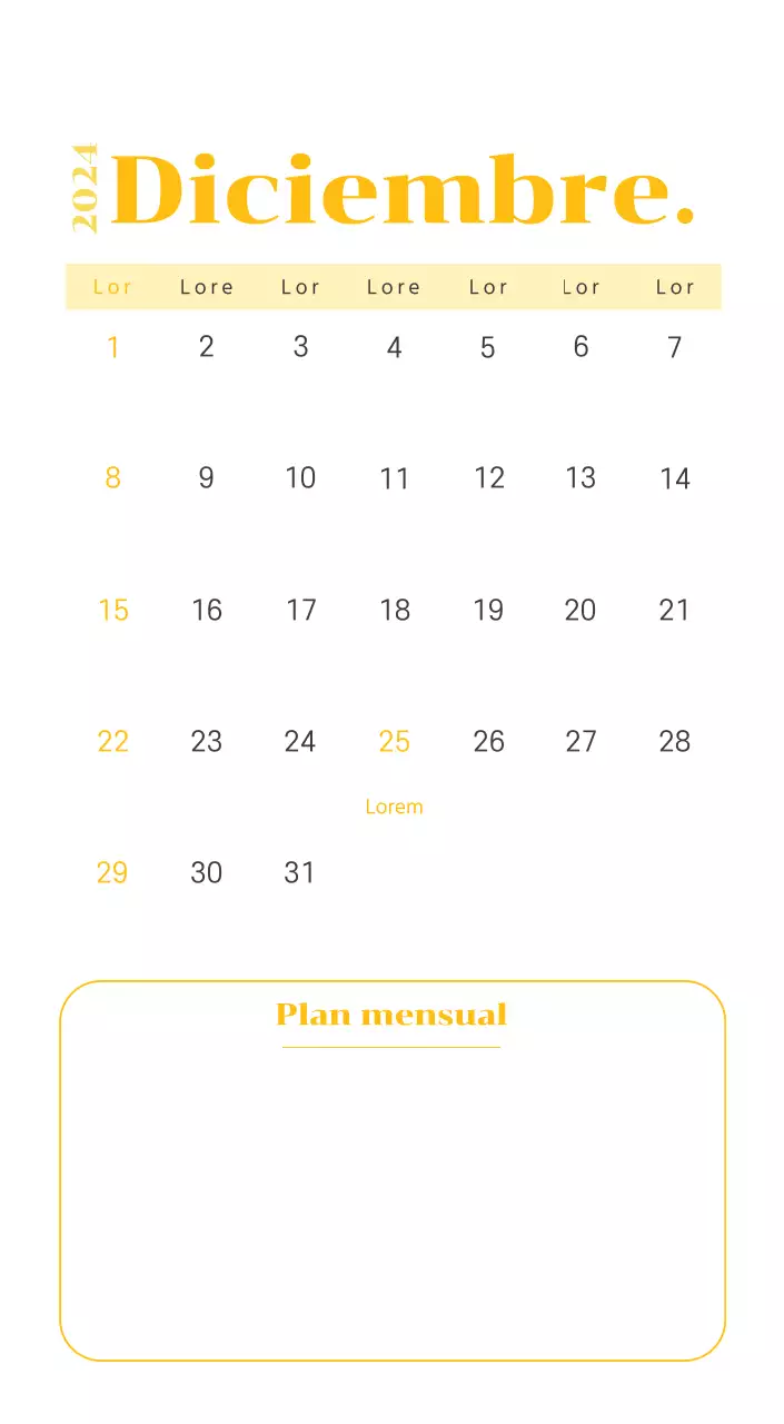 Calendario con ilustraciones juveniles sobre fondo amarillo y verde