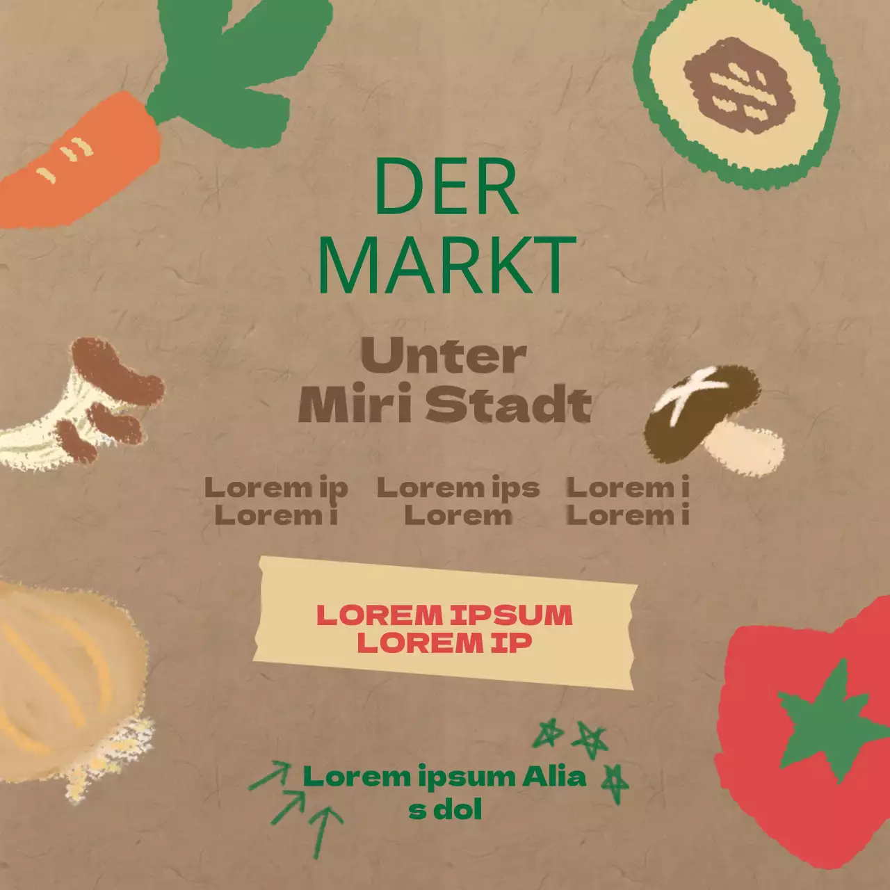 Förderung von Bauernmärkten in Braun- und Grüntönen