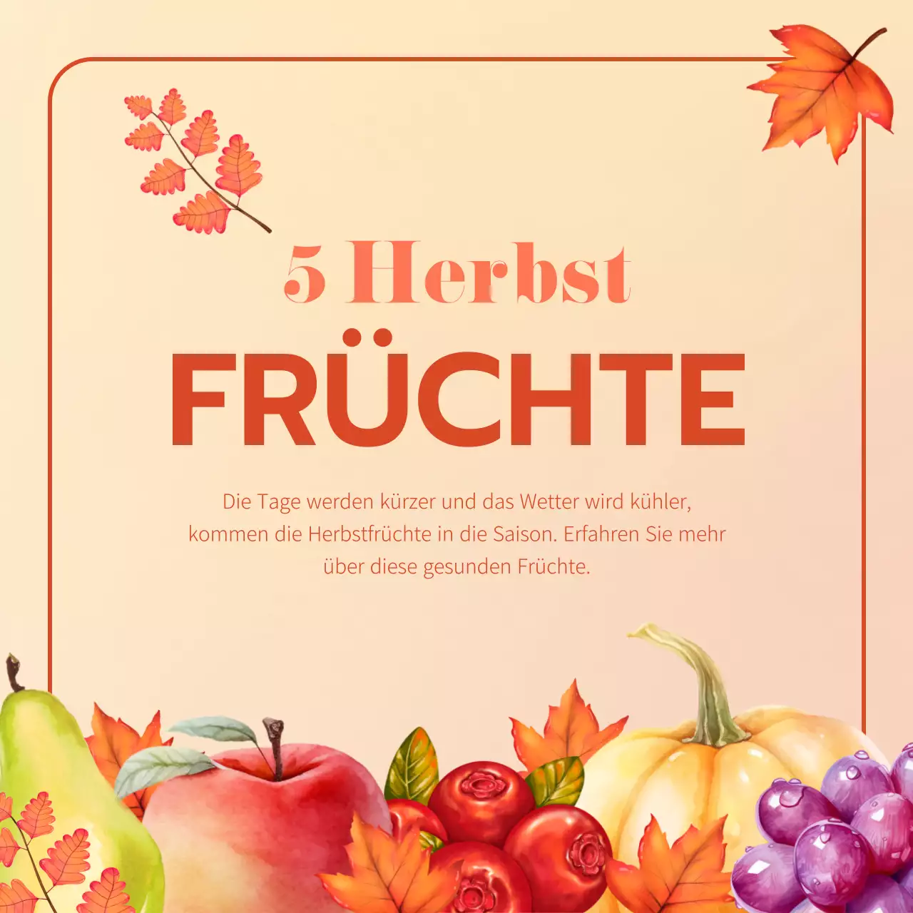 Förderung von Obst der Saison in Orange und Beige