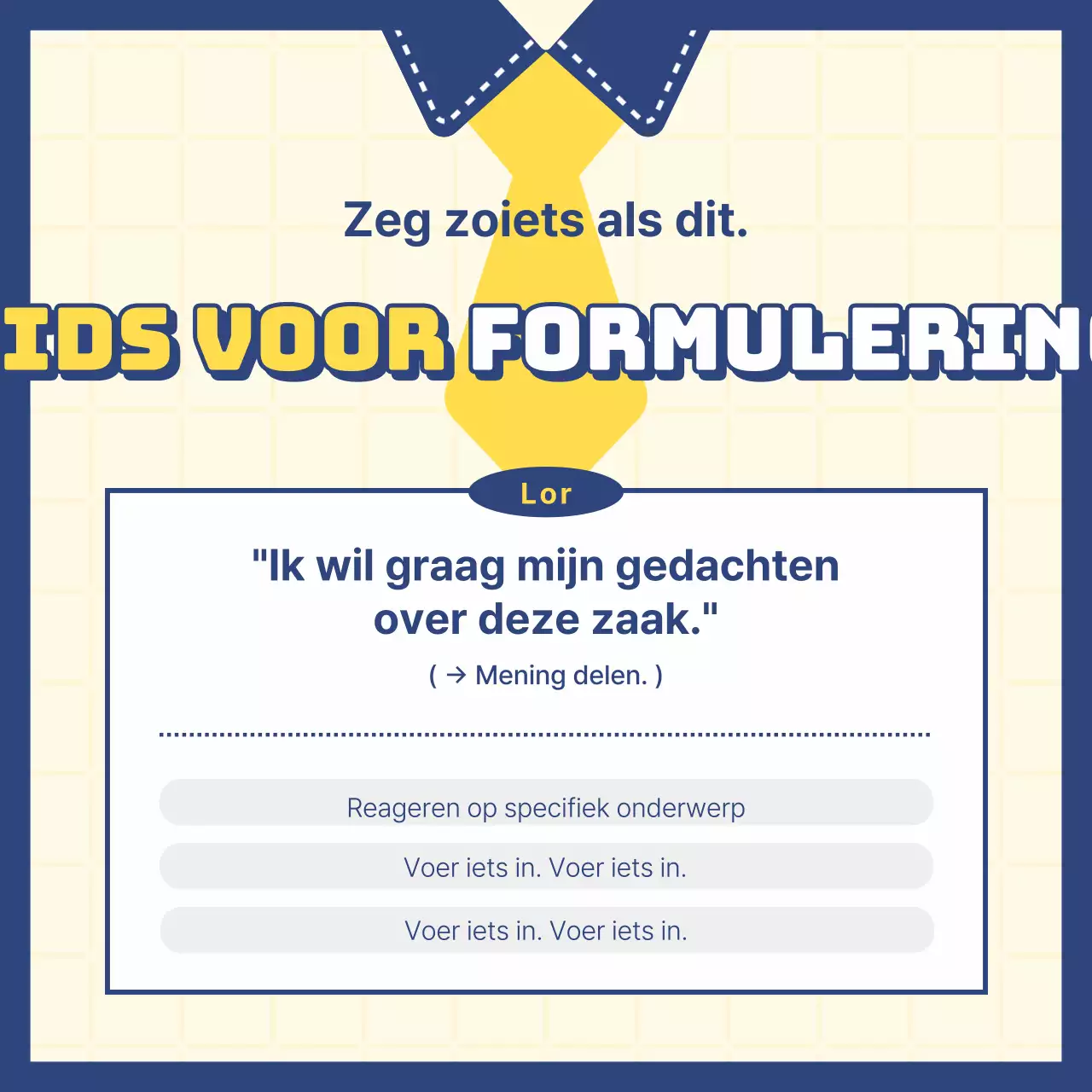  Een kitscherig zakelijk Engels plan met een gele achtergrond