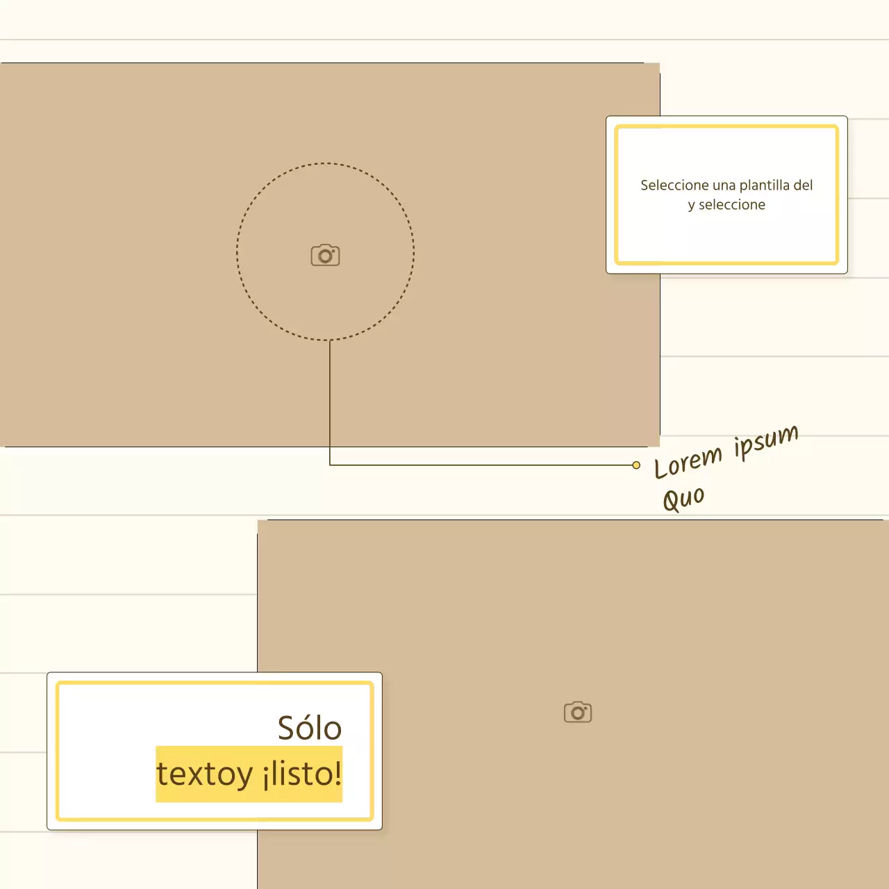 Una sencilla presentación de producto en amarillo y beige