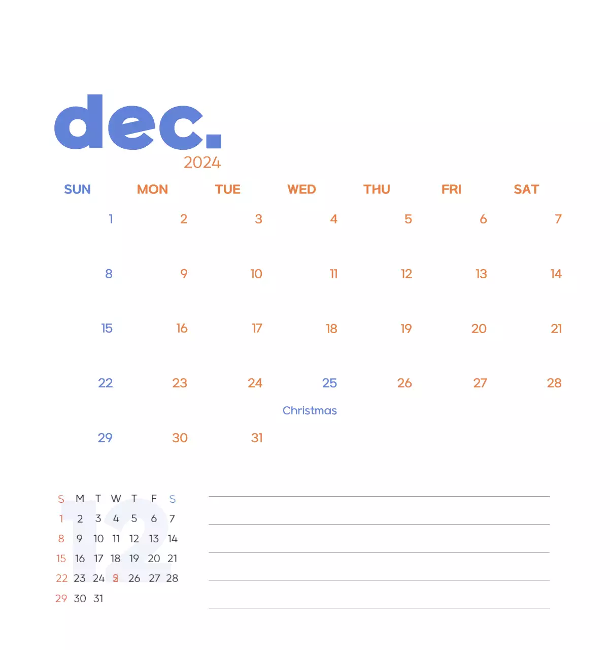 Work calendar with beautiful illustrations
