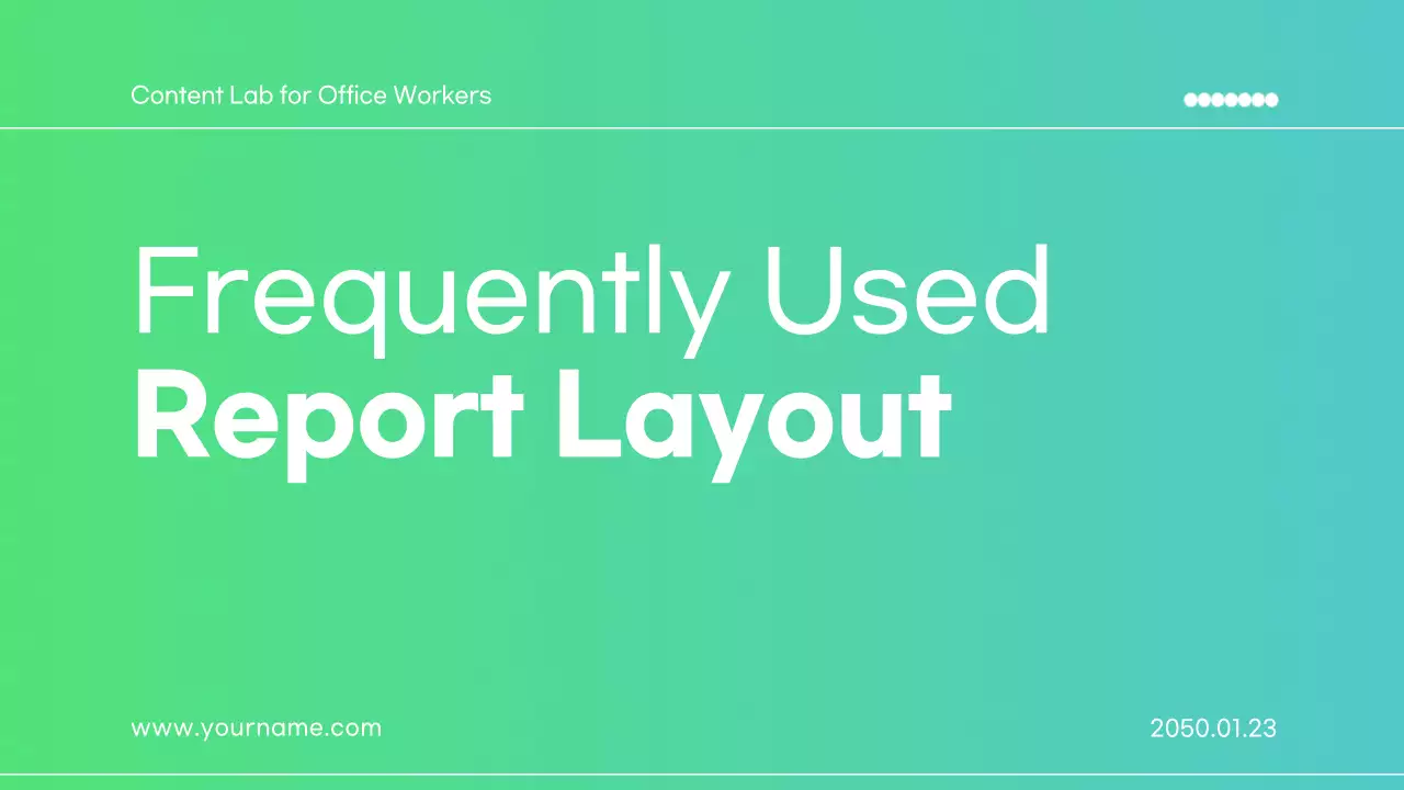 Green Minimal Report Layout Presentation