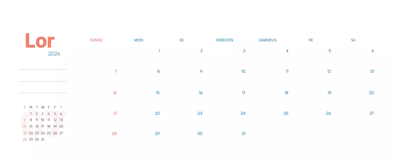 Arbeitskalender mit schönen Illustrationen