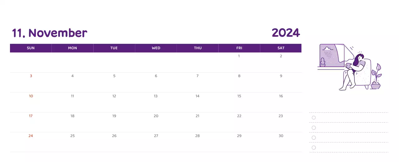 Lịch với hình ảnh minh họa đầy cảm xúc với nhiều màu sắc khác nhau