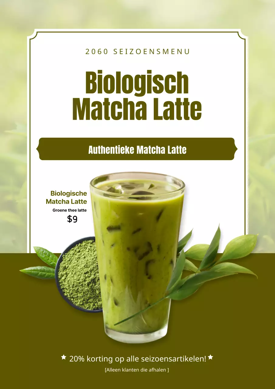 Een groene, moderne matcha latte promoten