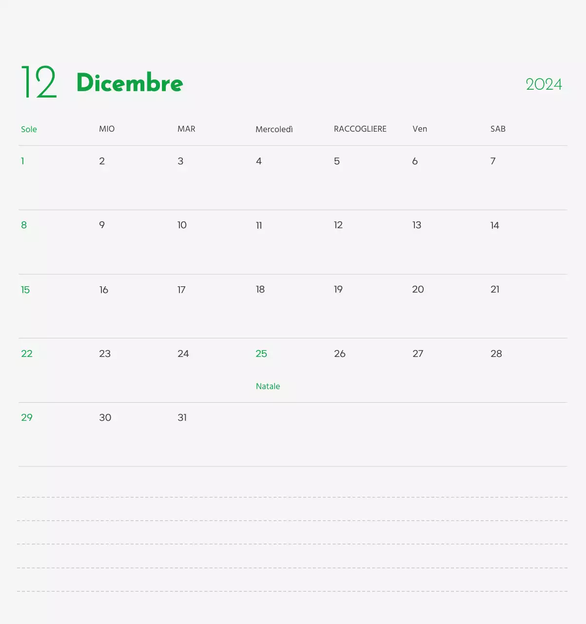 Un calendario con l'immagine di un cucciolo e un simpatico messaggio in verde.