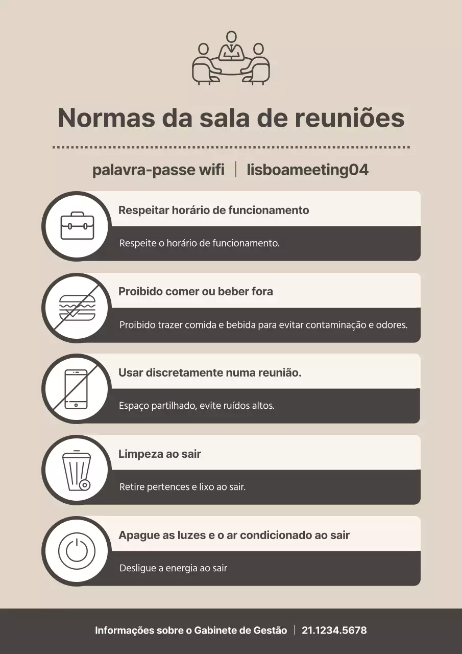 Um guia de regras simples para salas de reuniões em bege e marfim