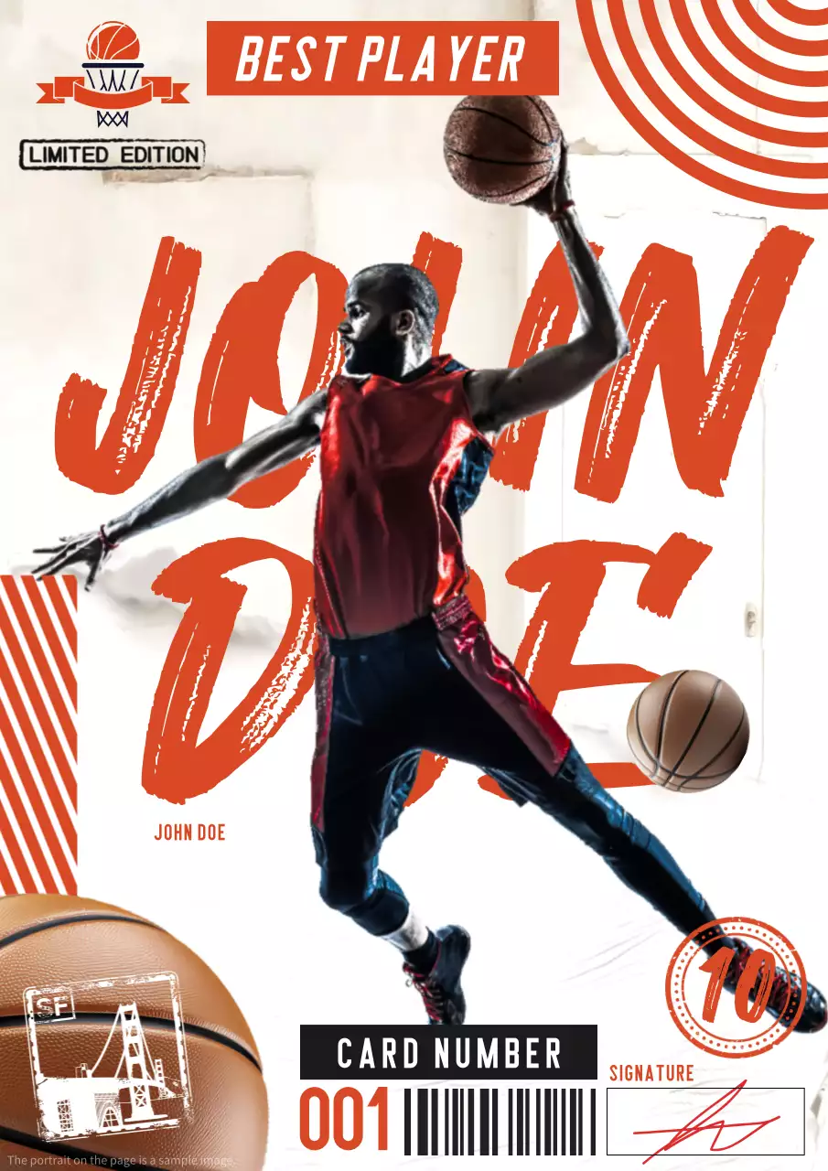 오렌지 볼드 농구 카드 포스터