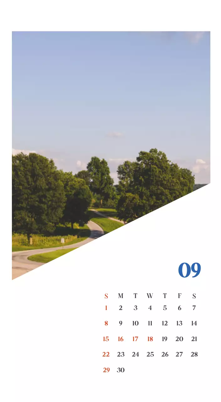 Ziekenhuiskalender met seizoensgebonden landschapsfoto's