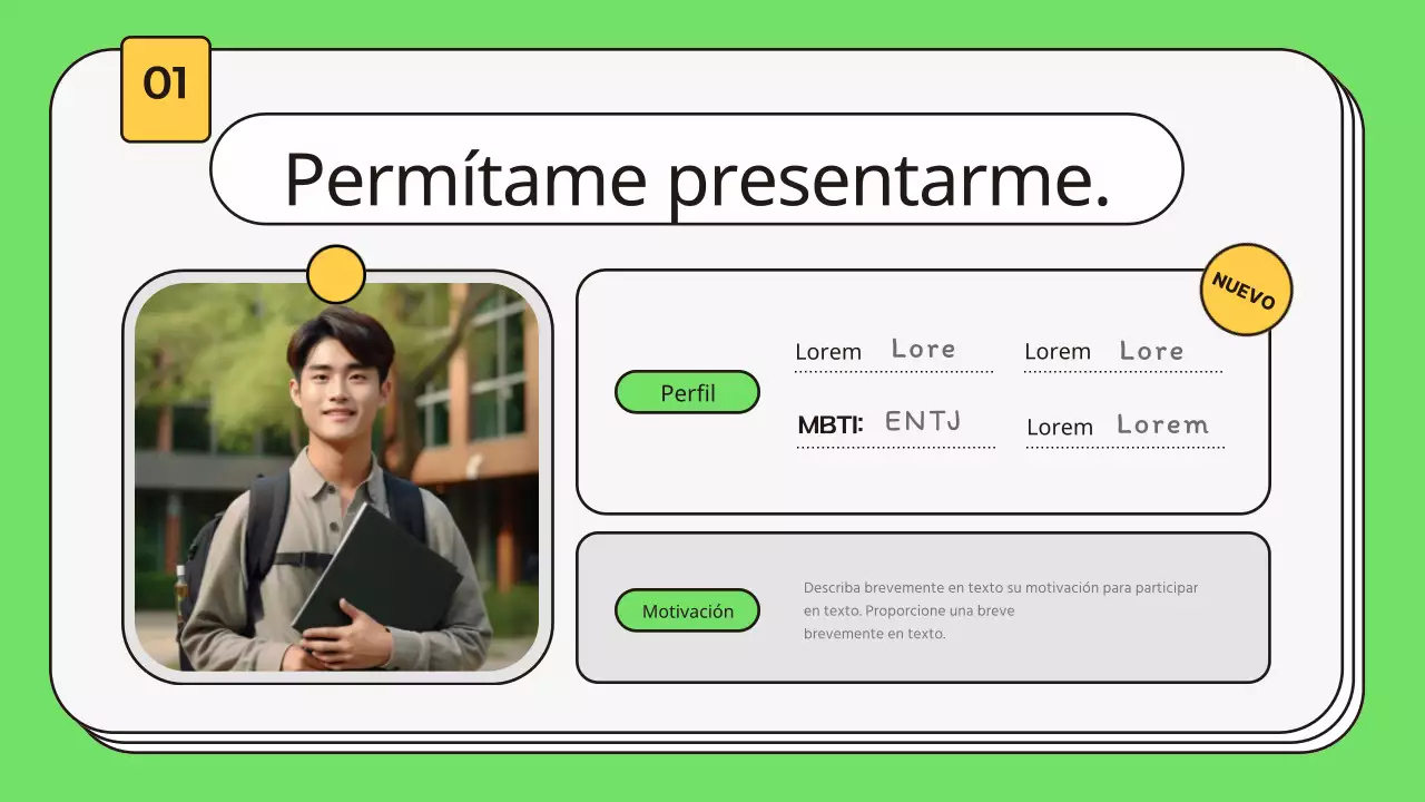 Una carta de presentación kitsch en chartreuse y amarillo